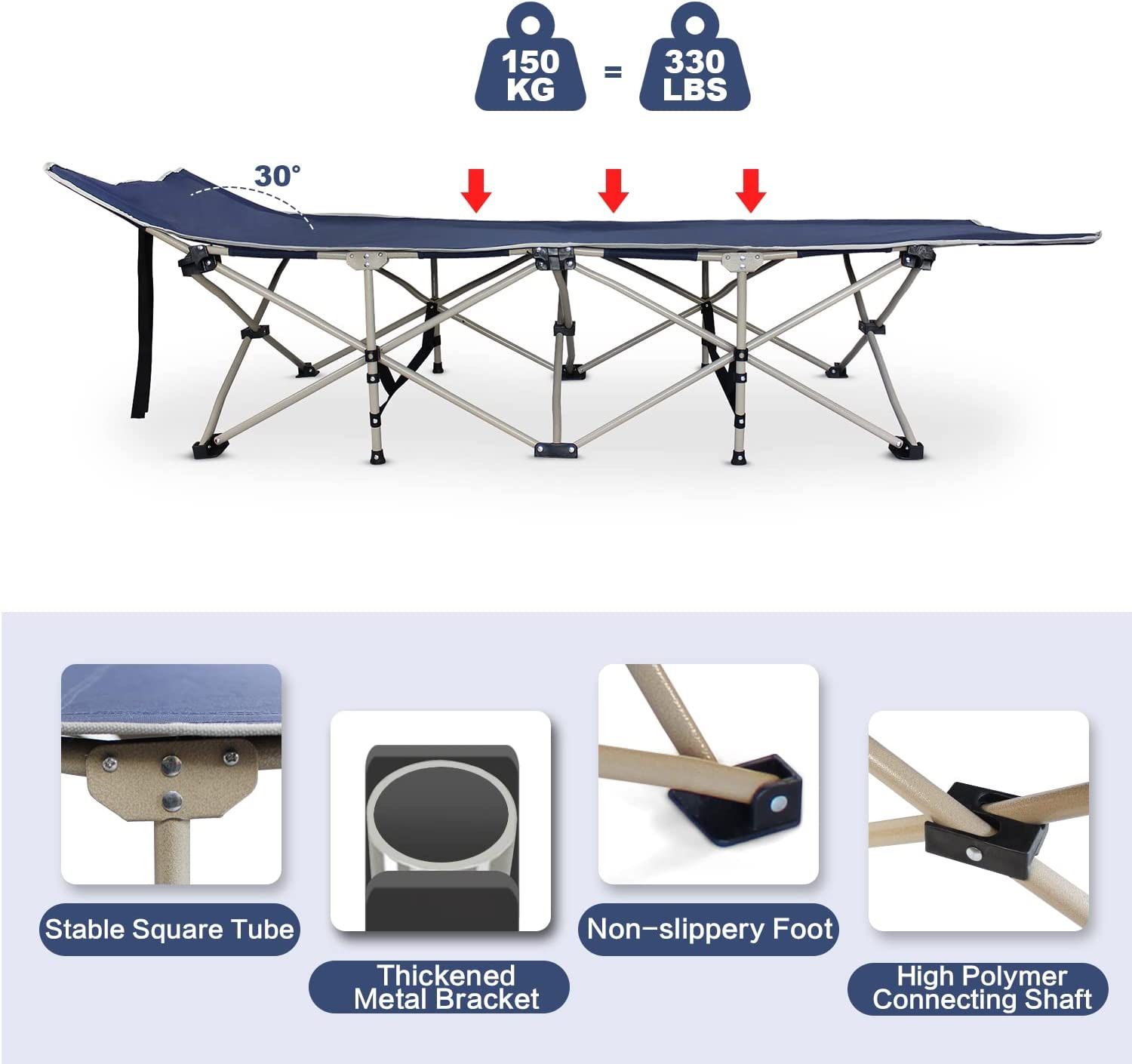 Faysore cot for sleeping with adult camping MATS sturdy camping bed with carrying bag, folding cot for hiking, home, office, nap
