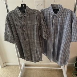 2 Men’s SZ. Large Ralph Lauren Button Down Shirts Great Condition
