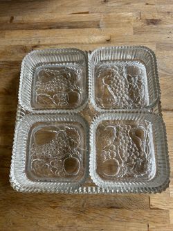 Clear Glass 4-Section Divided Serving Tray