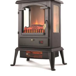 Lifesmart - 3 Sided Flame View Infrared Heater Stove - Black