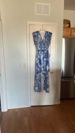 Blue and white flowered dress