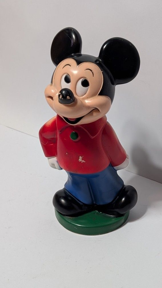 Vintage Mickey Mouse 11" Coin Piggy Bank by Play Pal Plastics Walt Disney 1970’s