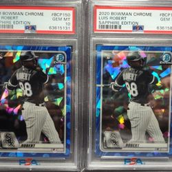 (2) 2020 Bowman Chrome Sapphire Luis Robert #BCP-150 (RC) Rookie Mets PSA 10 💹