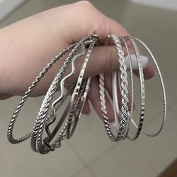 10 Piece Silver Bracelets 