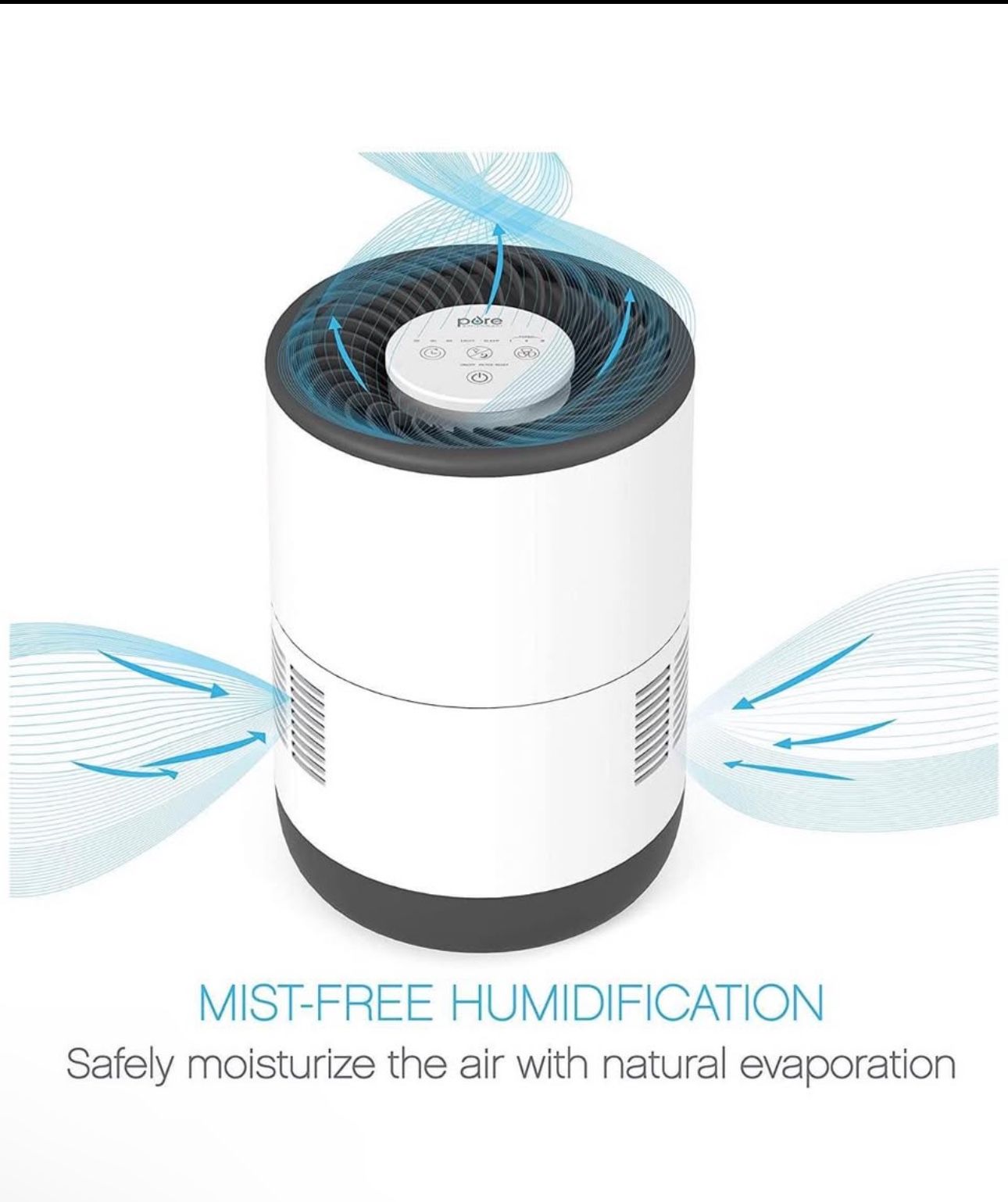 NEW Pure enrichment elevated home essentials led 4- speed evaporative humidifier