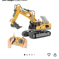 Remote Control Excavator Toys for Boys Turns 680-degree 2 Batteries Metal Shovel Lights/Sounds Construction Toys Birthday Gifts Boy Toys for 3 4 5 6 7