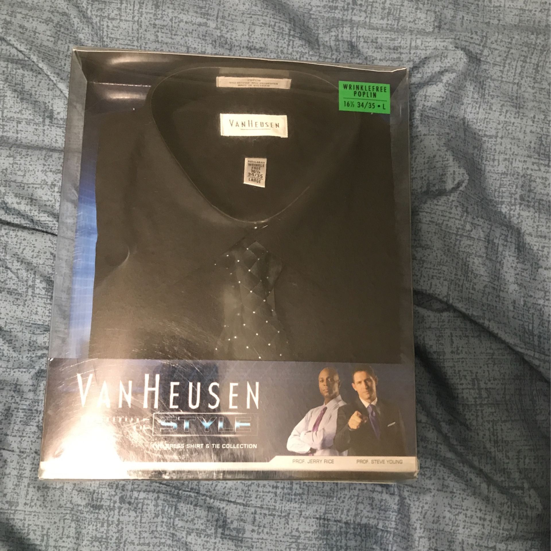 Brand New Van Heusen Dress Shirt And Tie Large 