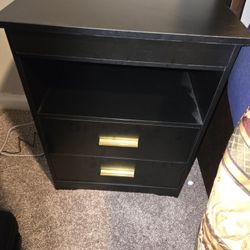 Night Stand With Light, 2 Drawers, Charging Ports Lock And Key Hiden Drawer 