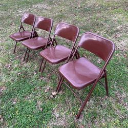 Samsonite Furniture Set Of 4 Brownstone Frame All Steel Folding Chairs