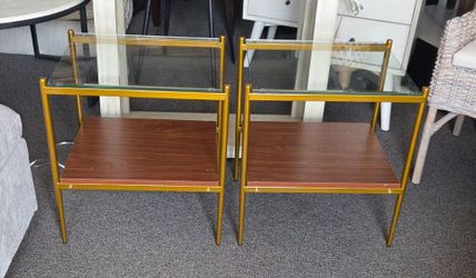 2 Gold and Glass End Tables Brand New