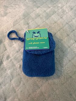 Spring Getaway Blue Fuzzy Cell Phone Case with Clip