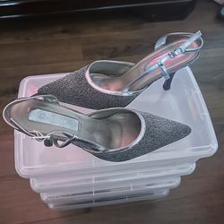 Silver Queens Pointed Heels…. SZ 8