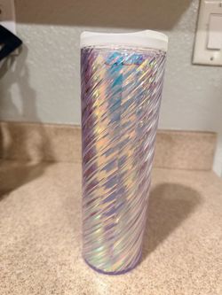 Iridescent Holographic Skinny Tumbler with Lid