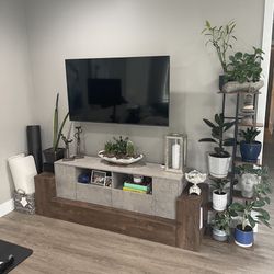 Modern 70” Media Console In  Reclaimed Oak Storage TV Stand