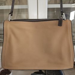 Coach Tan and Brown Leather Shoulder Bag