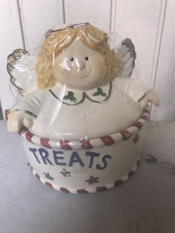 Porcelain angel cookie jar