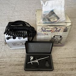 Iwata Hi-Line HP-CH Gravity Feed Dual Action Airbrush, Model H4100, Silver Jet Compressor 