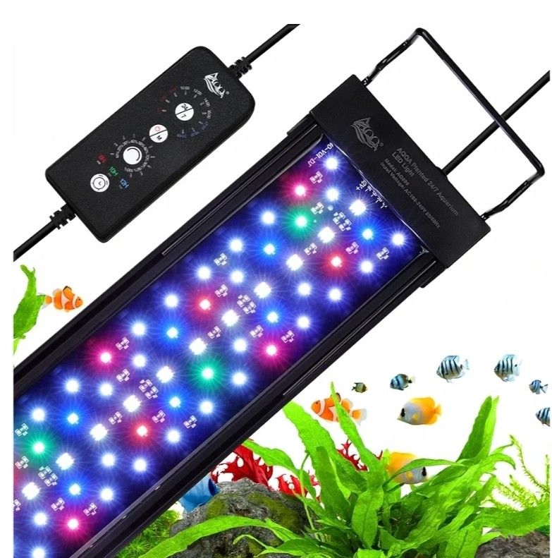 New LED Aquarium Light, 24/7 Mode IP68 Waterproof Extendable Bracket Fish Tank Light, DIY Mode Full Spectrum Aquarium Plant Light, Adjustable Timer/Br