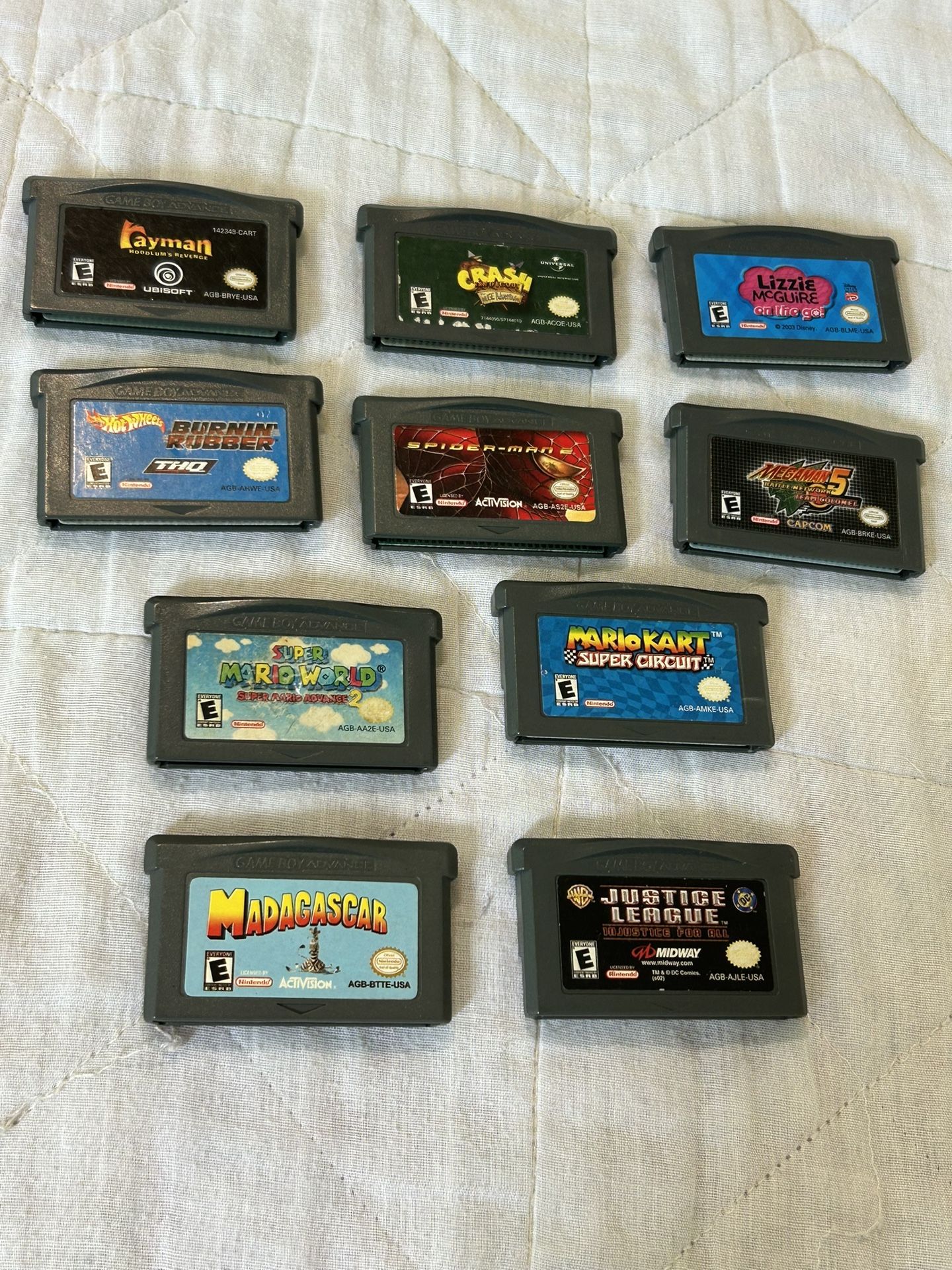 Nintendo Gameboy Advance Game lot bundle mario kart super circuit mario world megaman battle network spider man hot wheels
