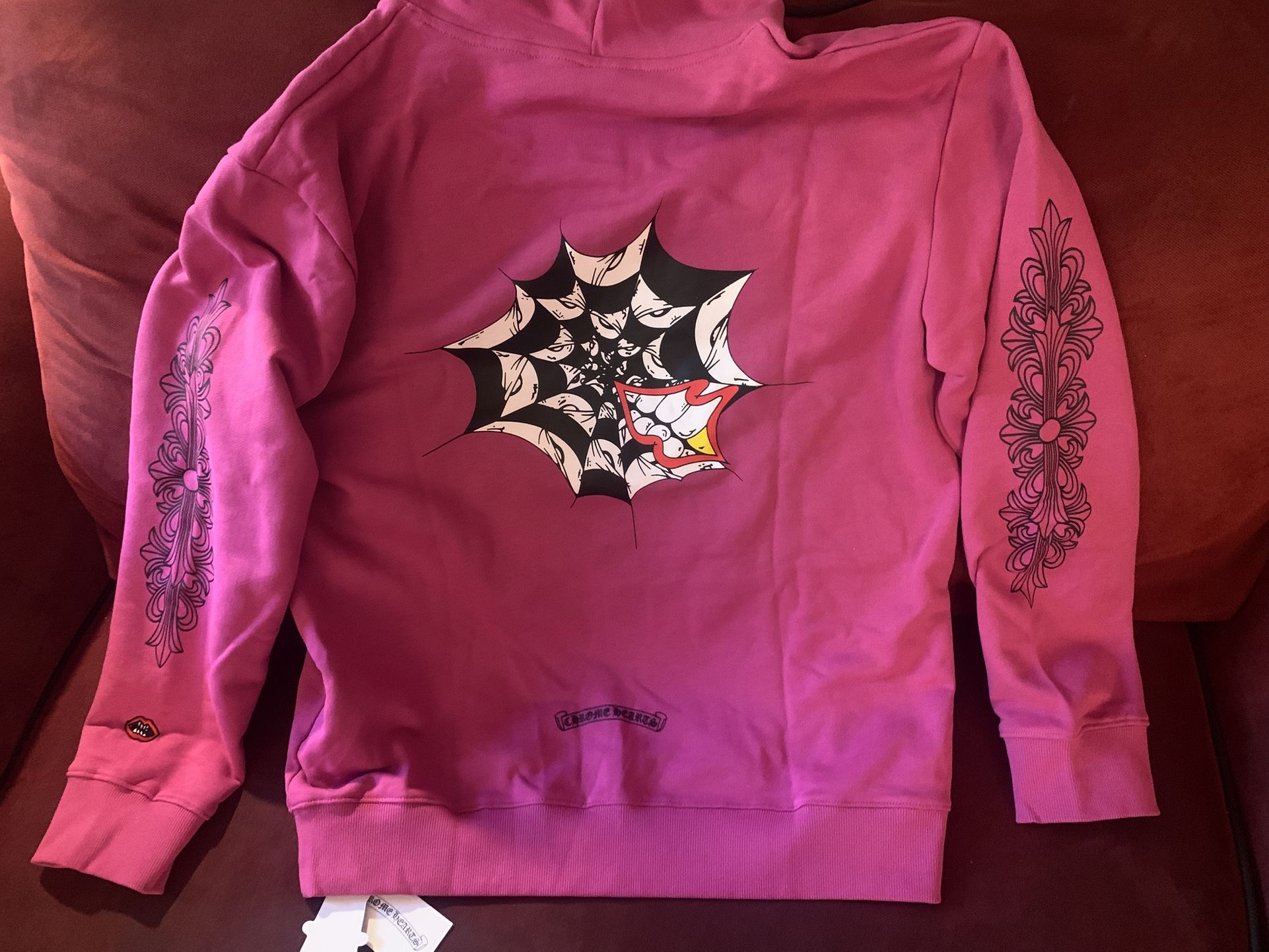 Chrome Hearts x Matty Boy pink Spider Web Hoodie