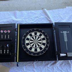 Home dart board and cabinet