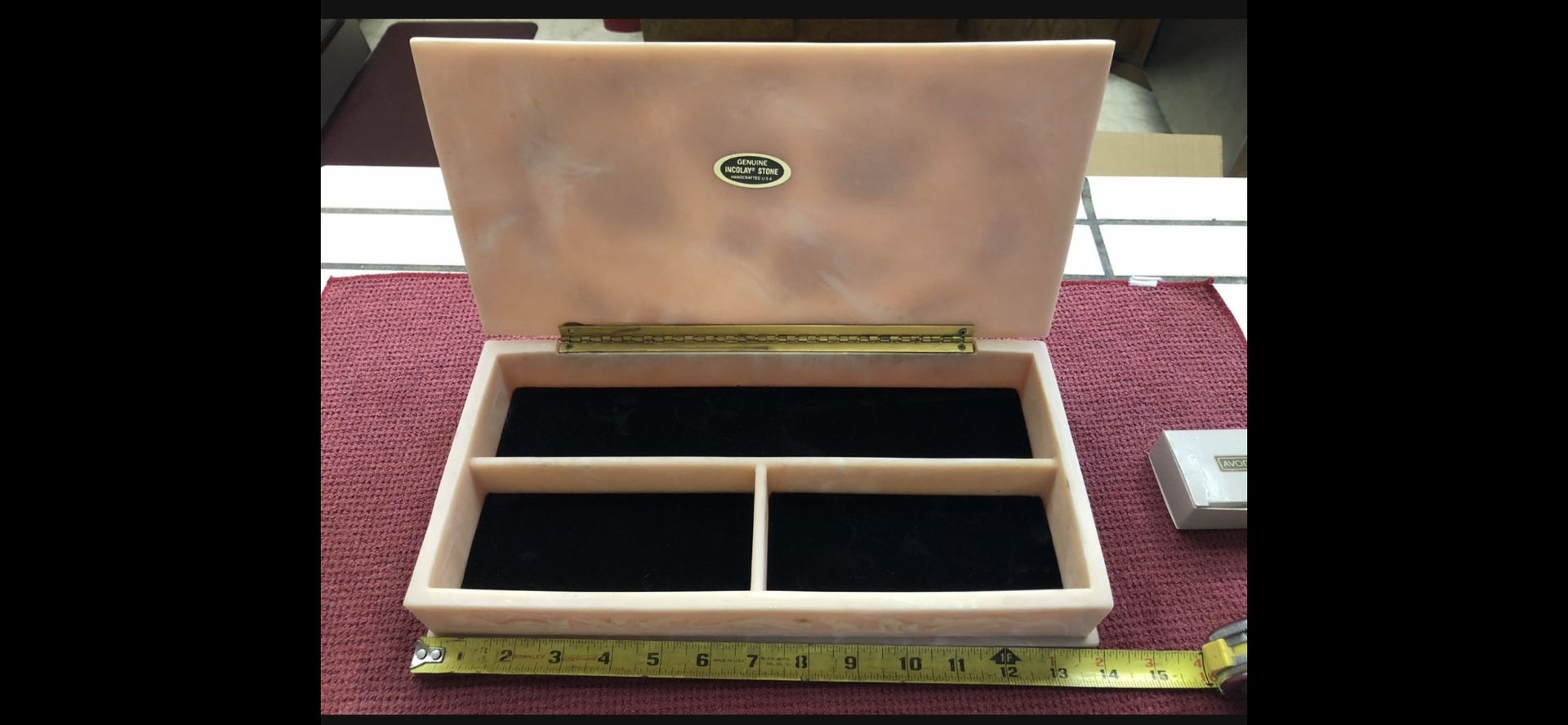 Large Vintage Stone Cat Jewelry Box Signed By Artist.