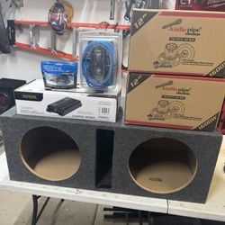 Car Audio Bass Package Subwoofers Amplifier Wiring Kit Enclosure LOC 