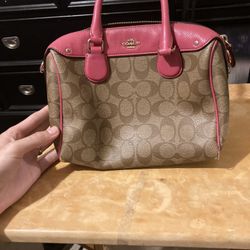 Pink And Brown Coach Bag