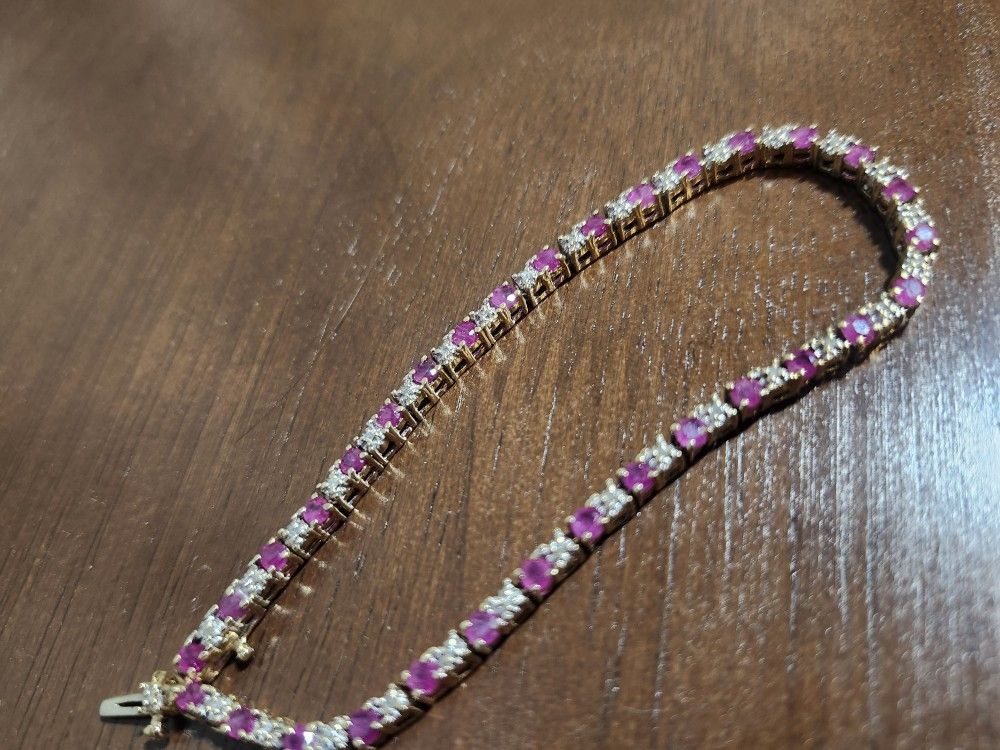 14k Rubies and Dimonds Tennis Bracelet