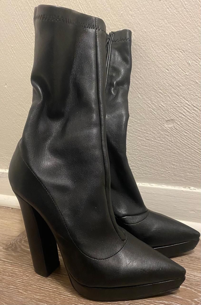 Leather Black High Heel Boots