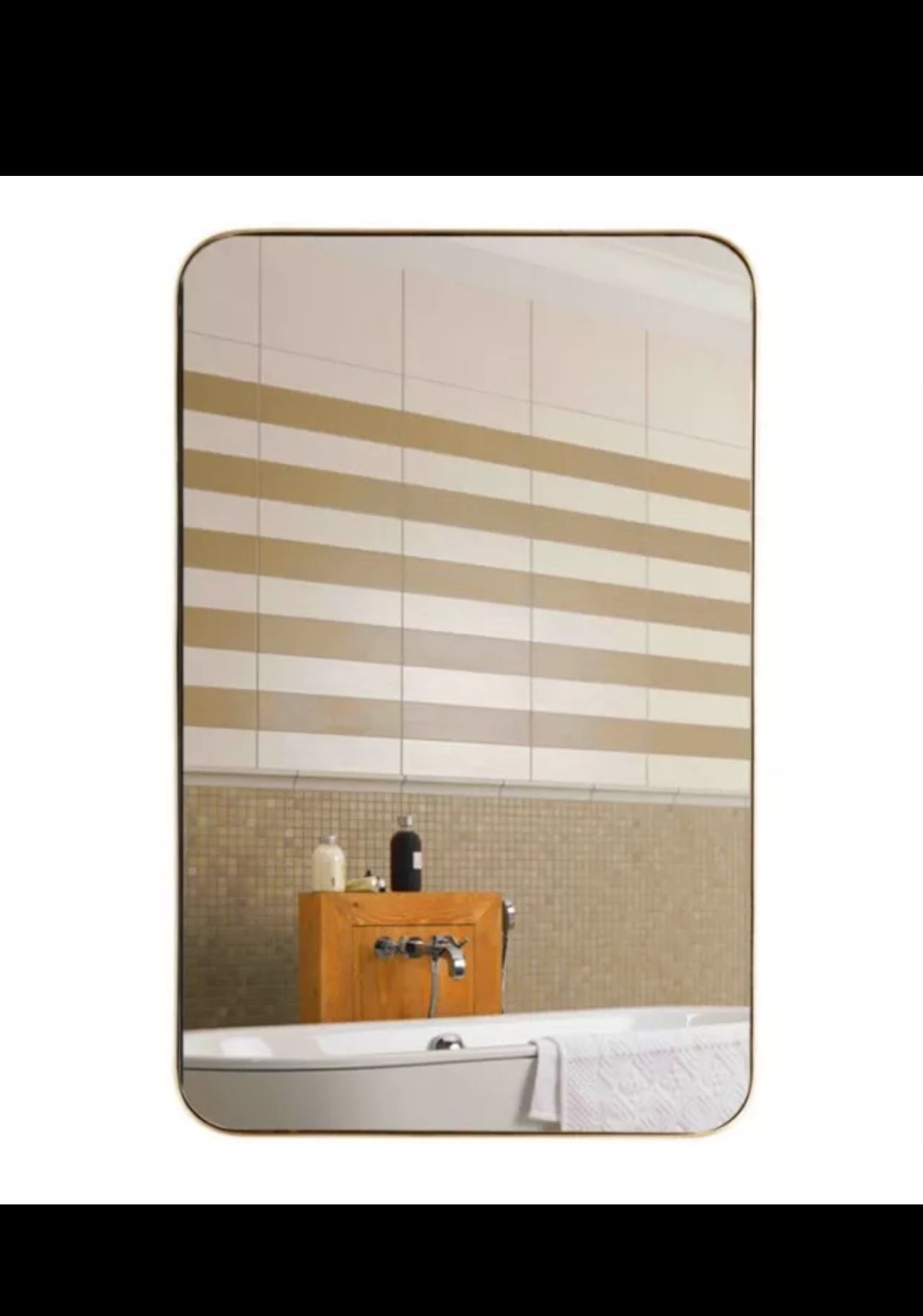 All New 32”x20” Metal Frame Rectangle Mirror Golden