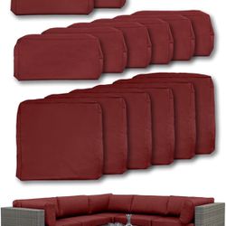 Premium 14-Pack Outdoor Patio Cushion Covers Set - Water-Resistant Replacement Slipcovers for 6-Seater Furniture - Zippered, Fits Wicker Rattan Chairs