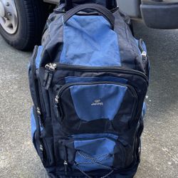 Jeep Travel Equipment Rolling Duffle Bag Blue Black