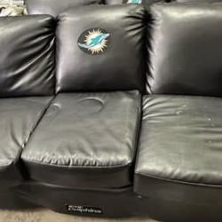 Miami Dolphins NFL Black Leather Couch