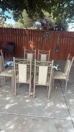 Glass Top Dining Table with 6 Chairs