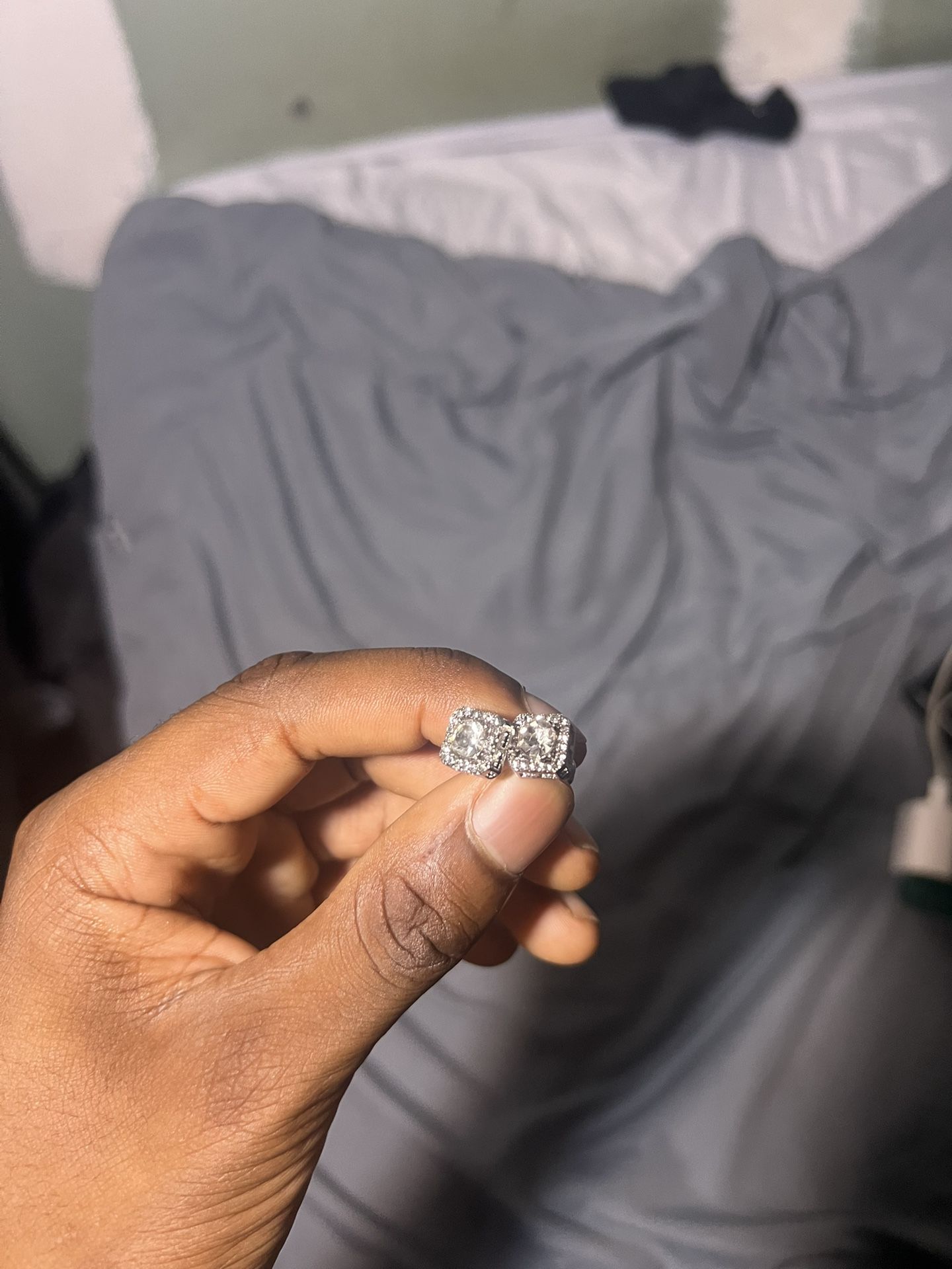 Glass Shiny Diamond Look Alike Earrings 