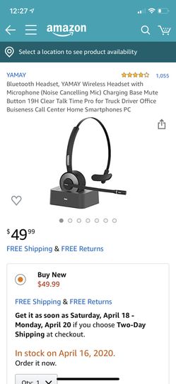 Bluetooth Headset, YAMAY Wireless Headset with Microphone (Noise Cancelling Mic) Charging Base Mute Button 19H Clear Talk Time Pro for Truck Driver O