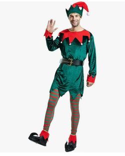 Costumes Men Deluxe Christmas Elf Costume, Medium