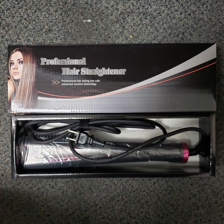 Hair Straightener,Flat Iron and Hair Straightener Brush 2 in 1,Ceramic Tourmaline Straightens & Curls