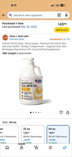 Salmon Oil for Dogs - 64 oz Liquid - Premium Fish Oil for Skin and Coat Health - Omega 3 Supplement - Supports Itchy Skin - Norwegian Dog Salmon Oil -