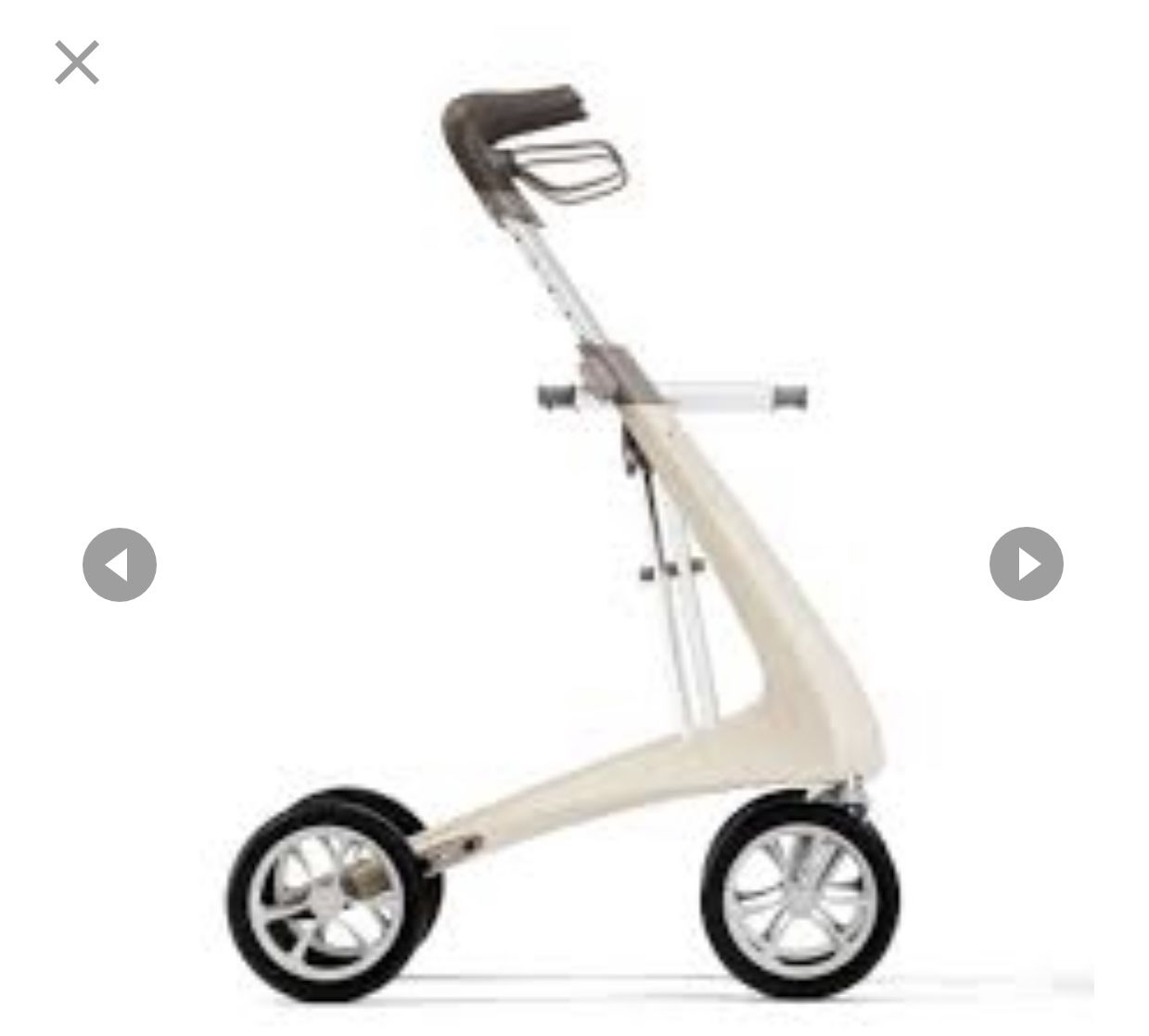 byACRE Carbon Ultralight Rollator Walker with Organizer Bag, Compact Track, 16" x 22" Seat (W x H), Oyster White
