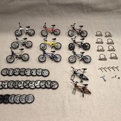 Vintage 1/18 Scale Toy Bicycle BMX Mountain Bike And Parts Lot