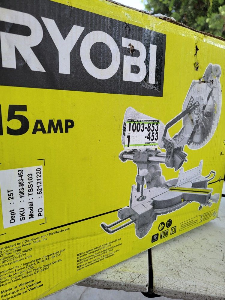 For Sale SLIGHTLY USED RYOBI CORDED 10" SINGLE BEVEL SLIDING MITER SAW. $160