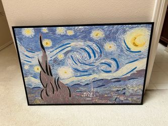 Starry Night Canvas Print with Black Frame