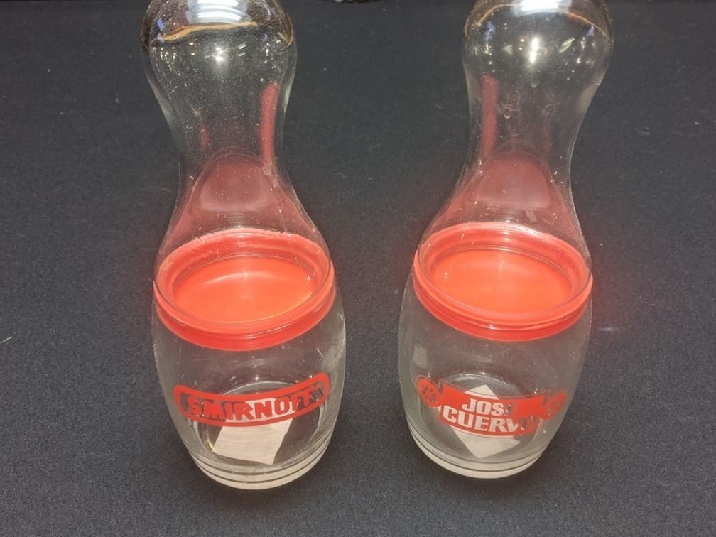 Smirnoff & Jose Cuervo Bowling Pin Glasses