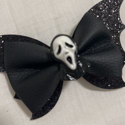 Ghost Face Glitter Bat Bow