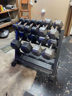 Dumbell set with rack