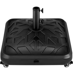 123lbs Capacity Fillable Mobile Umbrella Base, Checkered, Black