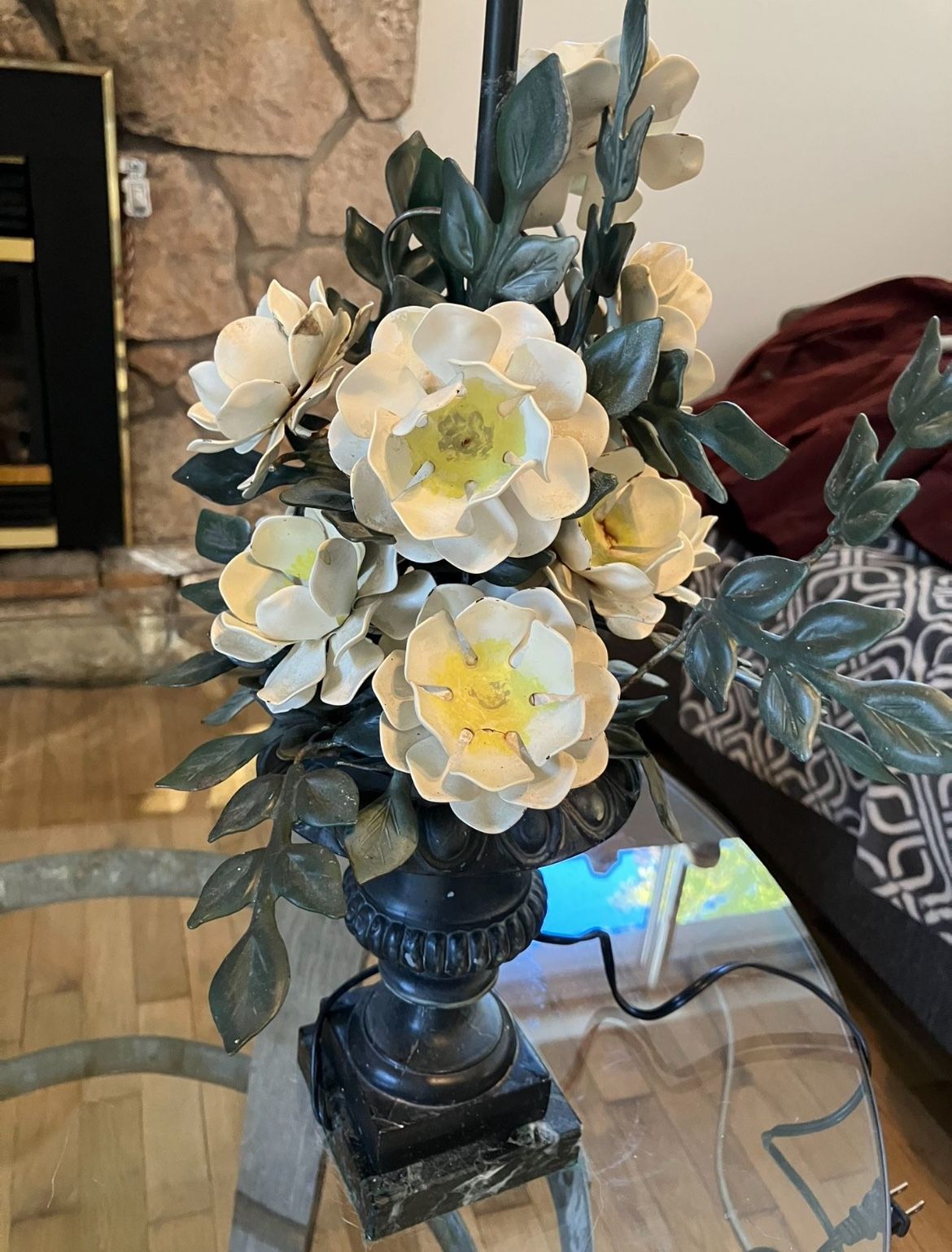 Antique Italian Floral Tole Lamp