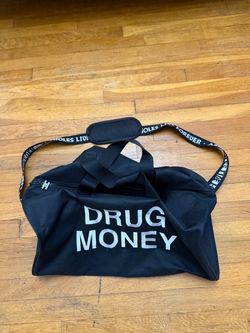 Black Duffle Bag "Drug Money" Graphic